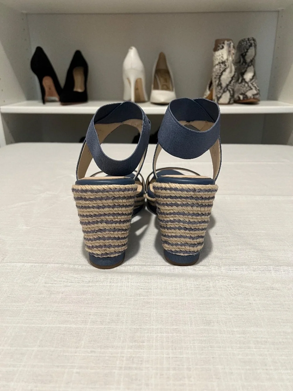 Cole Haan - Cloudfeel Espadrille Wedge Sandal - Blue Leather - Size 9 - NWOB